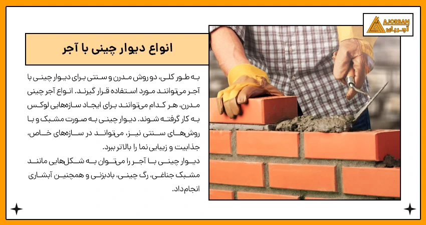 انواع دیوار چینی با آجر
