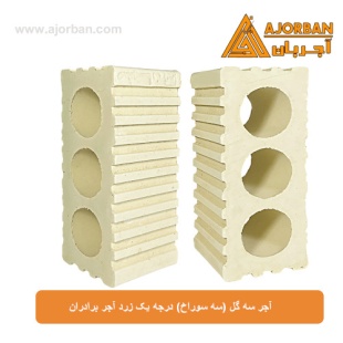 آجر سه گل (سه سوراخ) درجه یک زرد آجر برادران