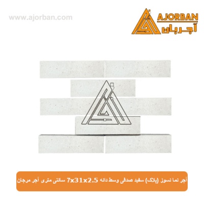 آجر نما نسوز (پلاک) سفید صدفی وسط دانه 7x31x2.5 سانتی متری آجر مرجان