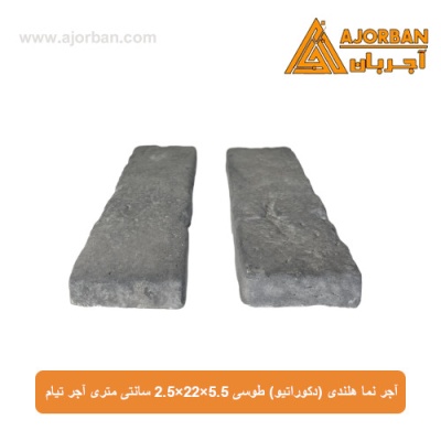 آجر نما هلندی (دکوراتیو) طوسی 2/5x22x5/5 سانتی متری آجر تیام