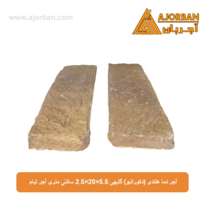 آجر نما هلندی (دکوراتیو) گلبهی 2/5x20x5/5 سانتی متری آجر تیام
