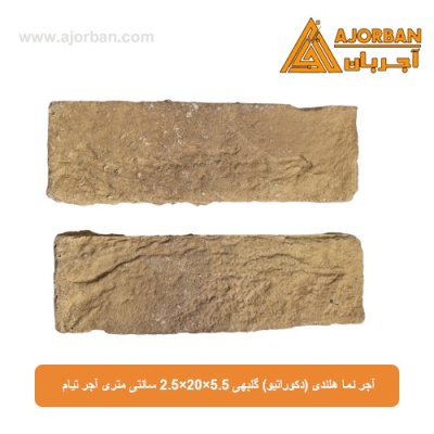 آجر نما هلندی (دکوراتیو) گلبهی 2/5x20x5/5 سانتی متری آجر تیام