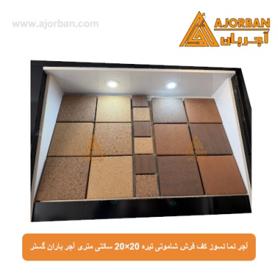 آجر نما نسوز (پلاک) کف فرش شاموتی تیره 20x20 سانتی متری آجر باران گستر