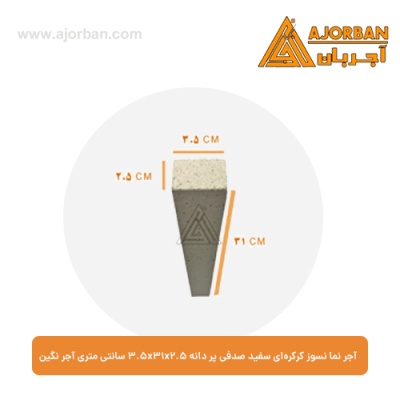 آجر نما نسوز کرکره‌ای سفید صدفی پر دانه 3.5x31x2.5 سانتی متری آجر نگین