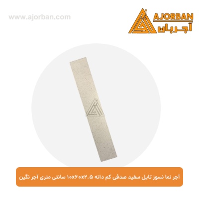 آجر نما نسوز تایل سفید صدفی کم دانه 10x60x2.5 سانتی متری آجر نگین