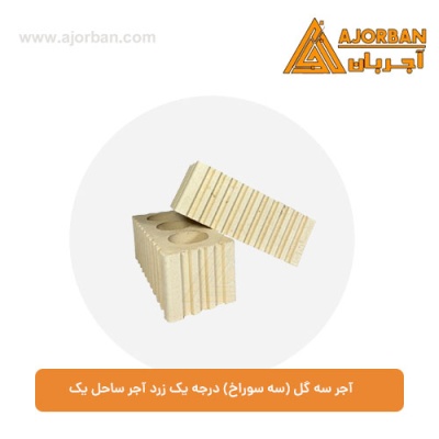 آجر سه گل (سه سوراخ) درجه یک زرد آجر ساحل یک